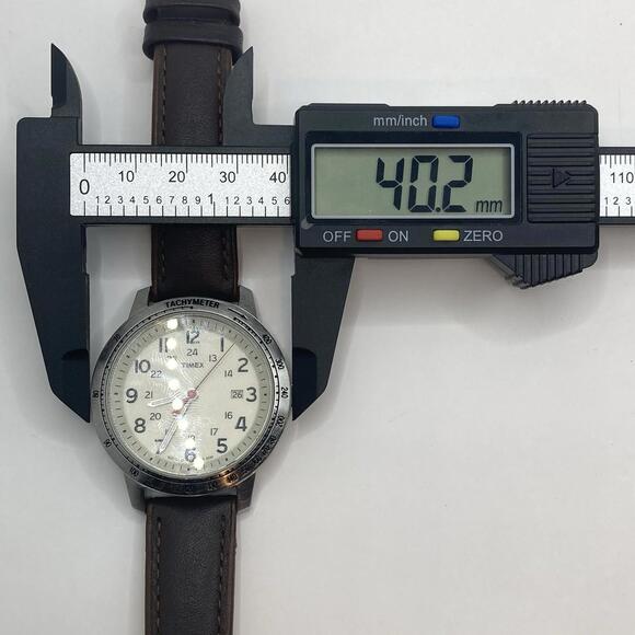 Men’s Timex Tachymeter Weekender T2N637 Brown Leather Band Watch 40mm Working - Picture 8 of 9